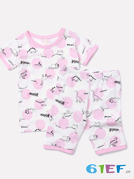 童装品牌2019春夏女童短袖薄款竹纤维家居空调服睡衣