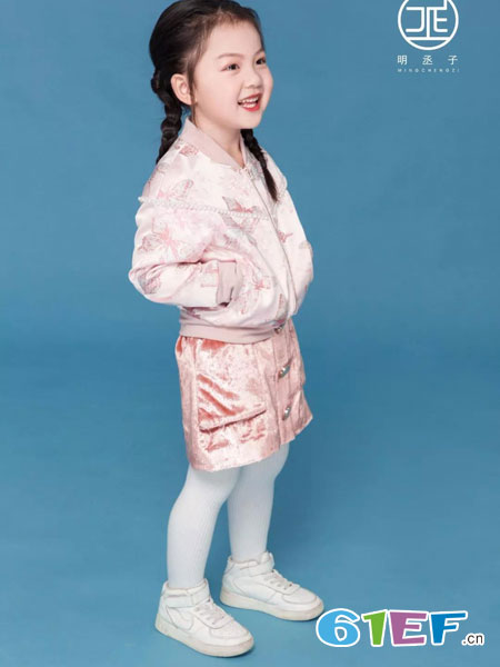 明丞子童装品牌2019春夏韩版宽松显瘦拼欧根纱蕾丝短外套