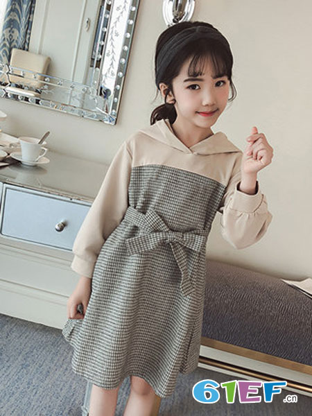 童咖童啡童装品牌2019春夏韩版童装中大童洋气长袖儿童裙子