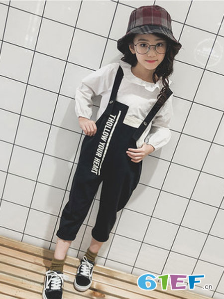 童咖童啡童装品牌2019春夏韩版洋气长裤童装儿童背带裤子女