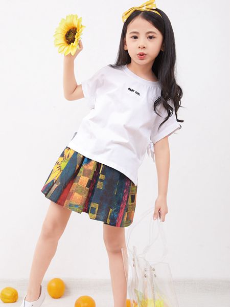 KIKI小鬼当家童装品牌2019春夏韩版立体字母百搭宽松短袖T恤