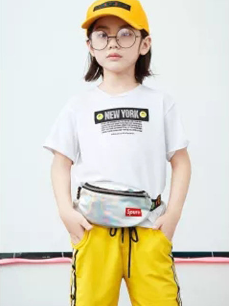 温琪可可童装品牌2019春夏上衣字母图案时尚女圆领短袖T恤
