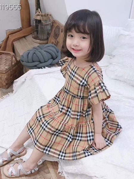 童装品牌2019春夏高档刺绣雪纺连衣裙