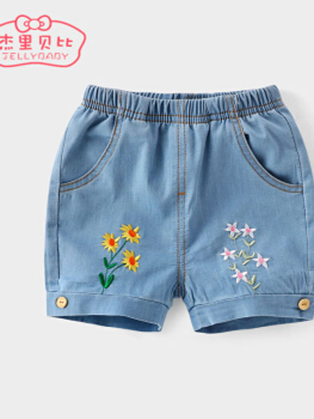 杰里贝比童装品牌2019春夏女童牛仔短裤