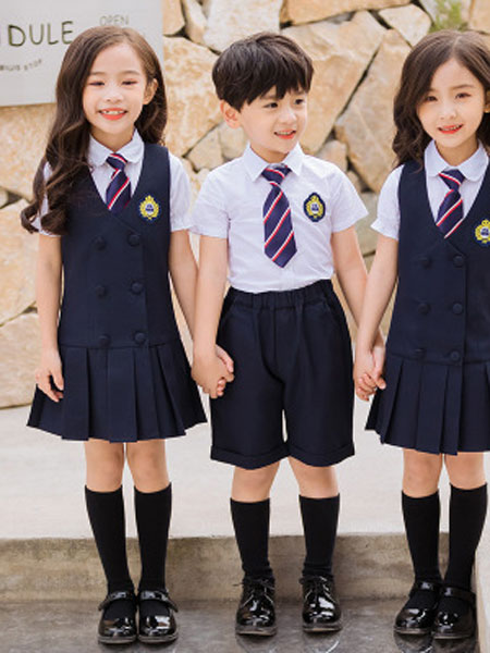 奇奇熊童装品牌2019春夏新款韩版英伦背心裙套装
