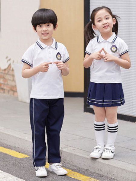 奇奇熊童装品牌2019春夏小学生校服套装学院风儿童运动服