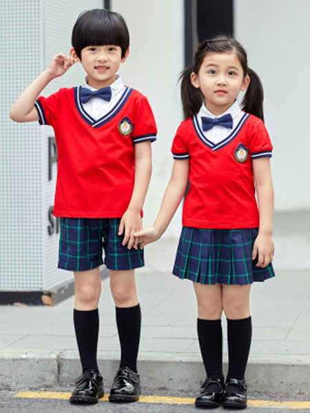 奇奇熊童装品牌2019春夏小学生校服套装儿童运动服短袖长裤