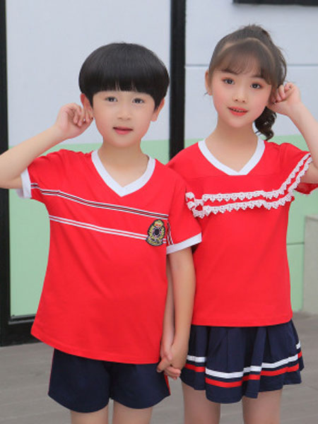 童装品牌2019春夏短袖运动套装小学生校服英伦风