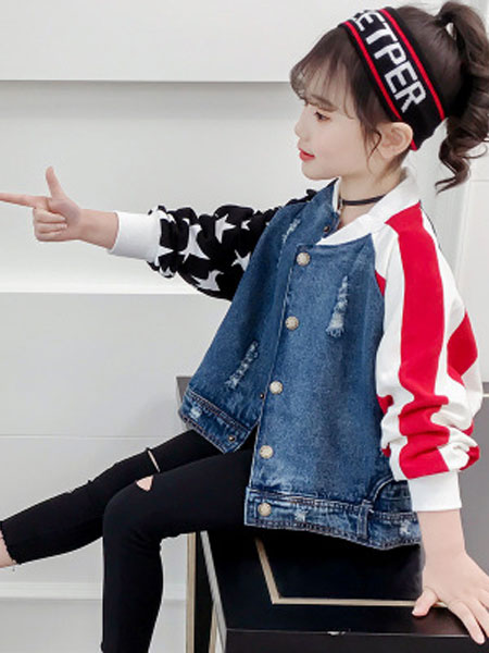 布E乐童童装品牌2019秋冬新款中大童夹克儿童时髦女孩洋气外套潮