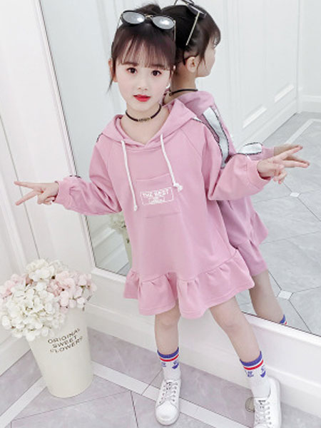 布E乐童童装品牌2019春夏洋气时尚儿童中长款裙子
