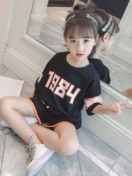 童装品牌2019春夏洋气套装韩版短袖中大童女孩运动两件套