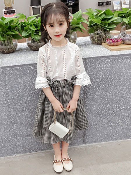 布E乐童童装品牌2019春夏韩版洋气套装儿童时髦套裙女孩
