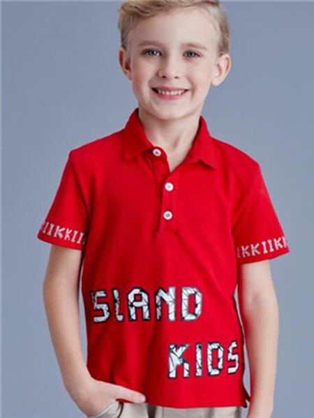 童装品牌2019春夏红色带领T恤