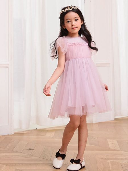 童装品牌2019春夏短袖纱裙蕾丝新款儿童公主裙
