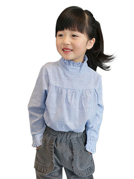 童装品牌2019春夏儿童衬衣长袖洋气宝宝上衣立领纯棉