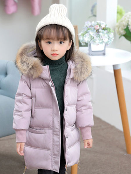 童装品牌2019春夏韩版大毛领小童羽绒服外套