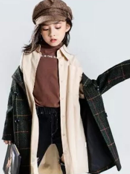 林馨儿Linxiner童装品牌2019春季羊毛大衣女式中长款外套