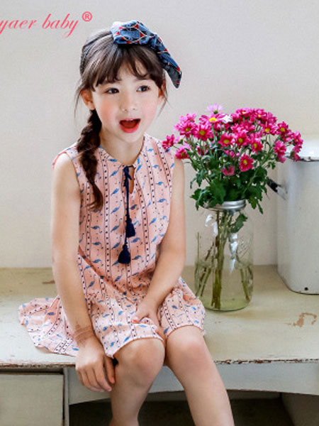 韩芽儿童装品牌2019春夏韩版雪纺印花童裙