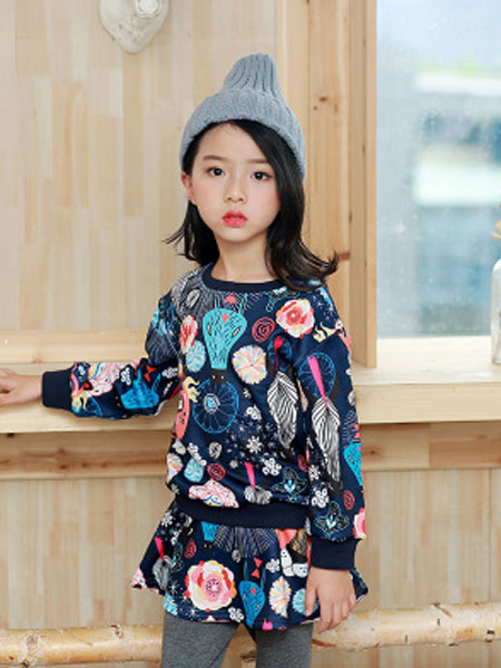 韩芽儿童装品牌2019春夏蕾丝喇叭袖纯棉上衣