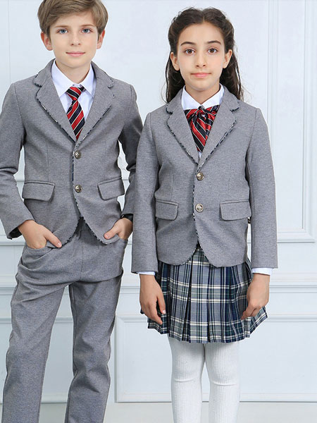 德伦萨童装品牌2019春季欧美小学生校服套装