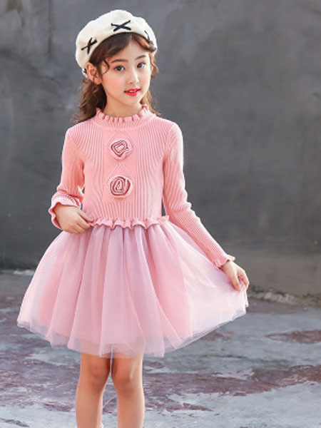 童装品牌2019春夏韩版小女孩洋气针织公主纱裙子