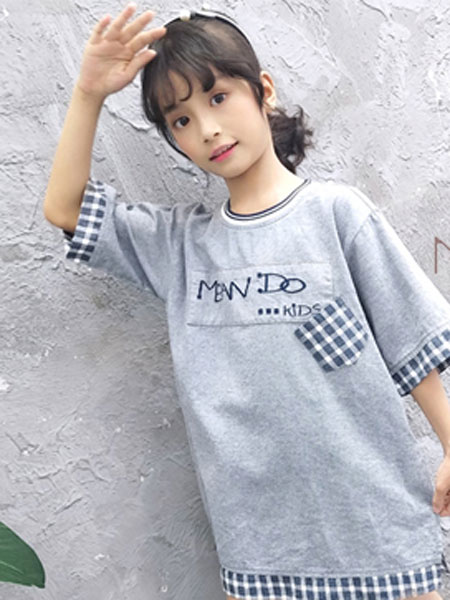 米果童装童装品牌2019春夏字母帽衫上衣