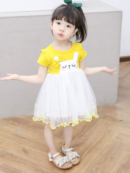 童装品牌2019春夏时尚潮流复古型领可爱连衣裙