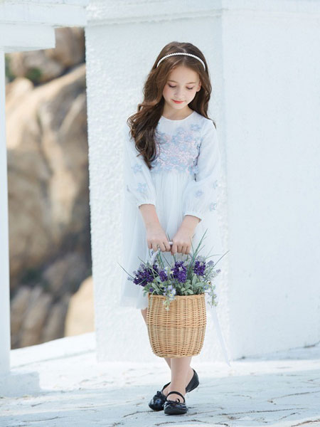 淘气贝贝/可趣可奇/艾米艾门童装品牌2019春夏拼接纯棉公主收腰长袖裙