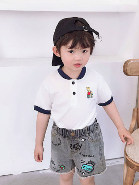童装品牌2019春夏绣花Polo韩版超级玛丽蜡笔小新