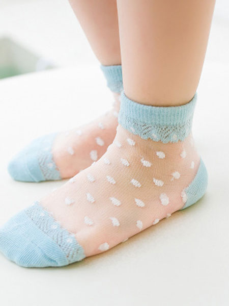 婴童用品蕾丝波点丝袜超薄网眼袜短袜
