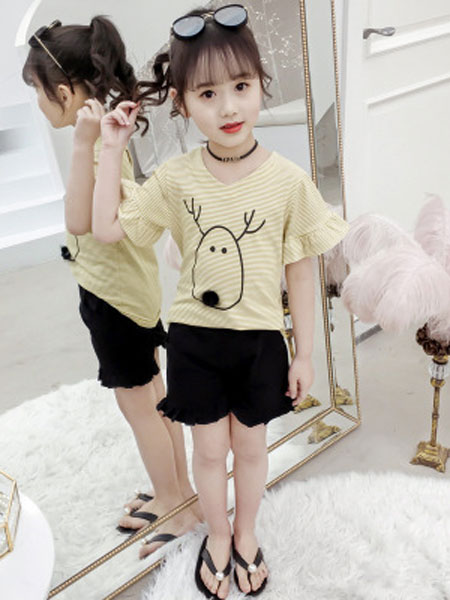 云思舞夕童装品牌2019春夏洋气韩版时尚儿童装时髦t恤短裤