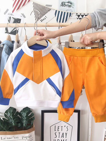 童装品牌2019春夏圆领两件套儿童拉链运动套装潮