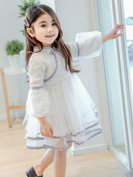 童装品牌2019春夏中国风蕾丝旗袍女童连衣裙