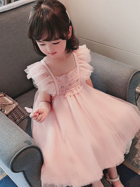 同宣童装品牌2019春夏韩版翅膀连衣裙女童蓬蓬