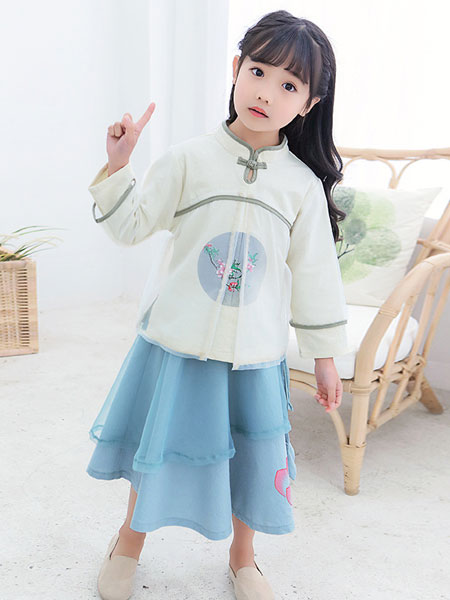 童装品牌2019春夏唐装中国风童装长袖两件套