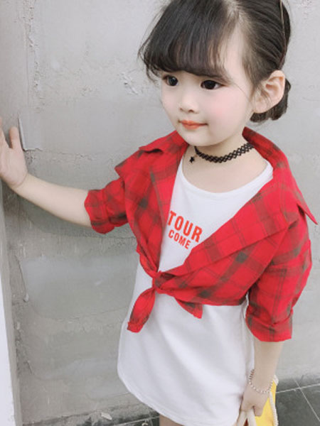 童装品牌2019春夏韩版女童纯棉字母t恤套装