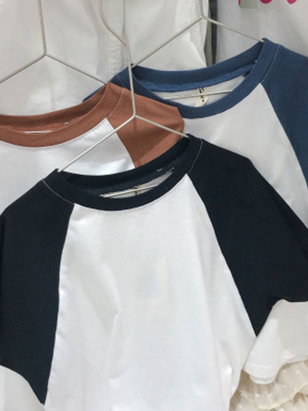 米多家M do+童装品牌2019春夏手感软舒适拼接T圆领短袖