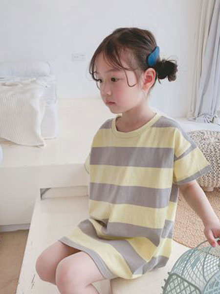 米多家M do+童装品牌2019春夏时尚条纹t恤衫舒适短袖上衣