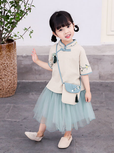 童装品牌2019春夏超仙古装复古中国风唐装套装裙