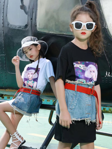 妞妞韩摩NIUNIUHANMO童装品牌2019春夏韩版时尚印花短袖上衣女