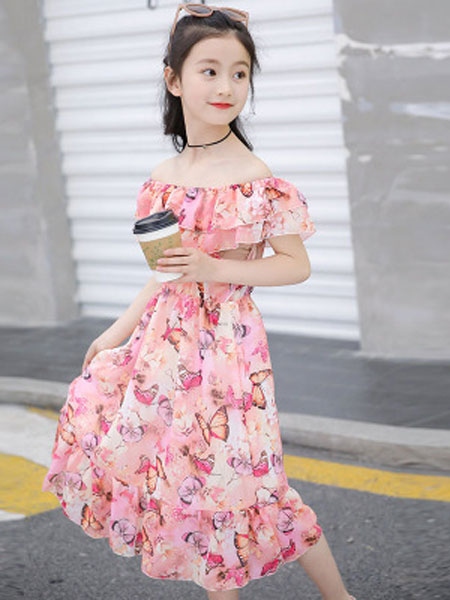 童装品牌2019春夏波西米亚长裙中大童沙滩裙碎花