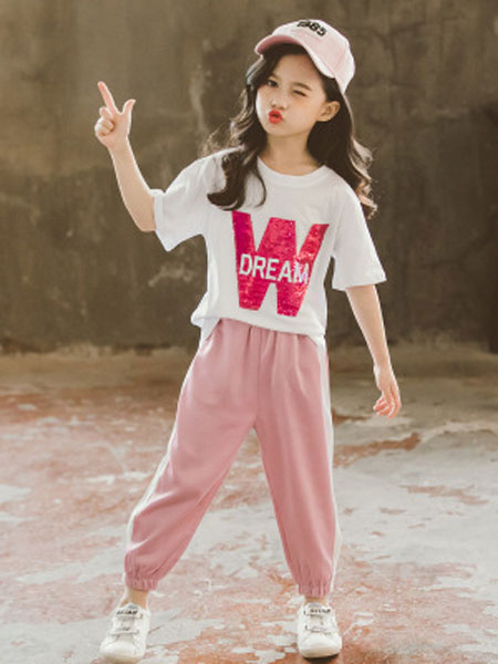 童装品牌2019春夏韩版字母套装