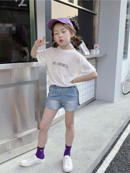 童装品牌2019春夏韩版时尚竹节晶亮T恤