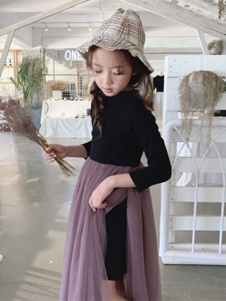 童装品牌2019春夏韩版假两件纱裙