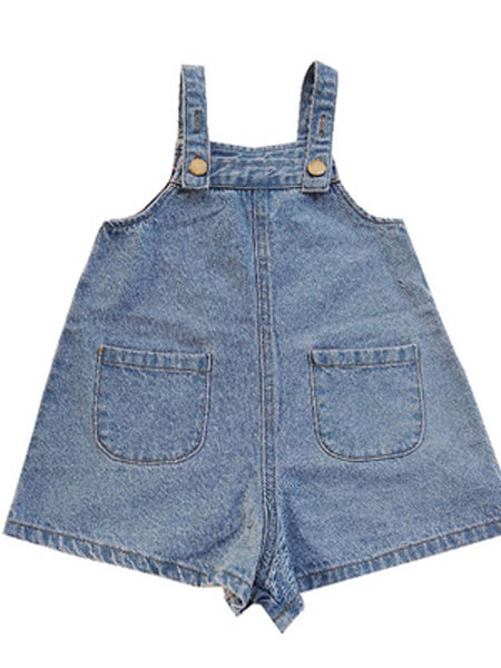 TREEBIBI童装品牌2019春季两色日系工装背带短裤