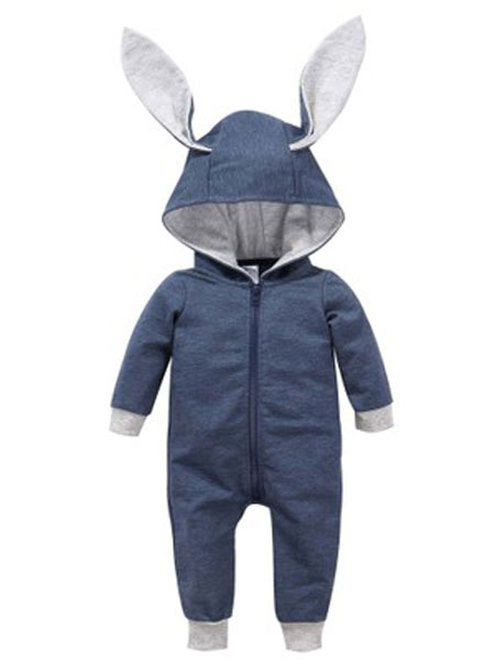 婴二代童装品牌2019春季连体衣婴儿兔子爬服