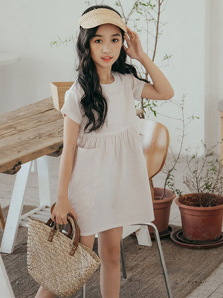 honeecool童装品牌2019春夏韩版条纹短袖公主裙