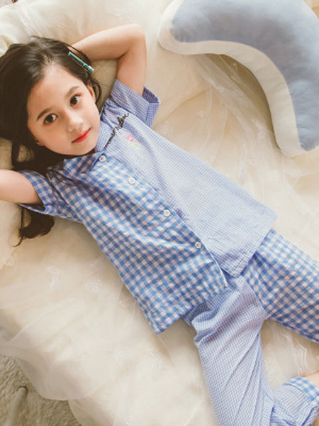 童装品牌2019春夏韩版短袖长裤格子套装