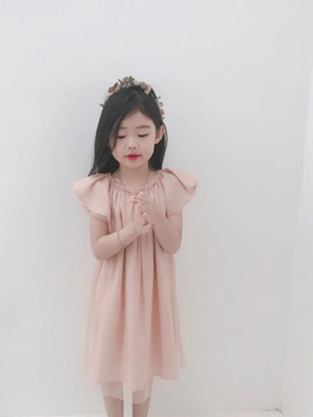 Sumcico童装品牌2019春夏全棉粉色金葱网纱裙