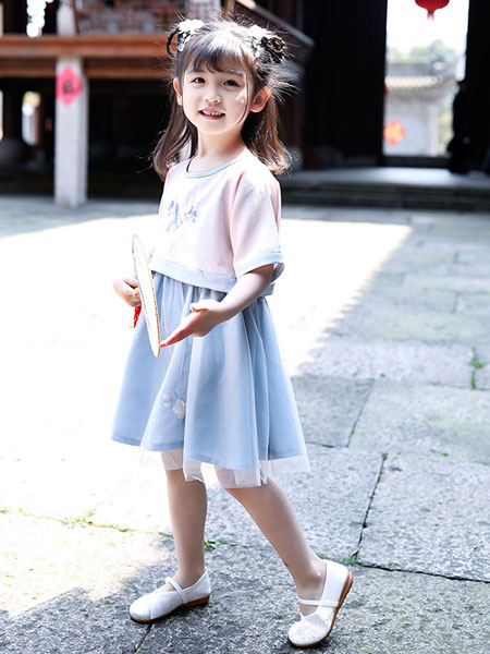 囡菲囡童装品牌2019春夏超仙古风刺绣童装儿童连衣裙